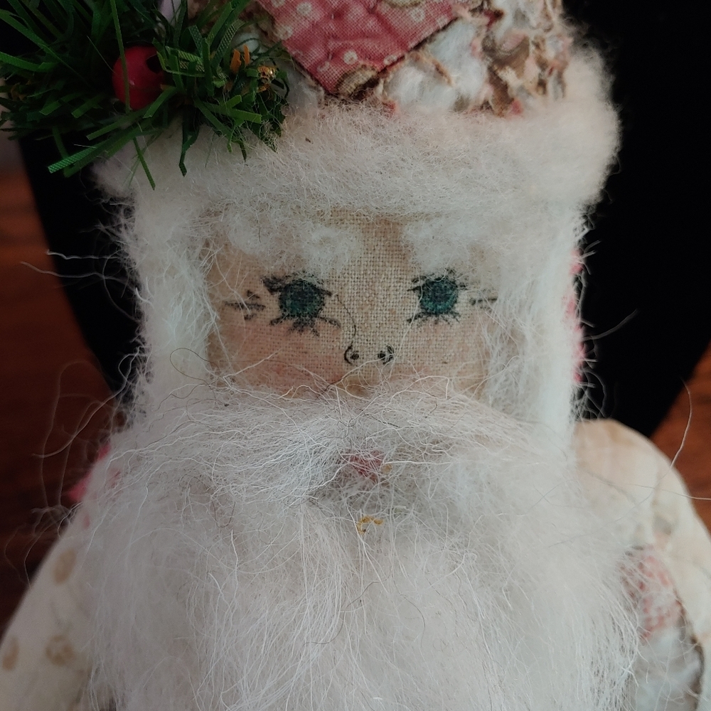 Folk art Santa made from antique quilt